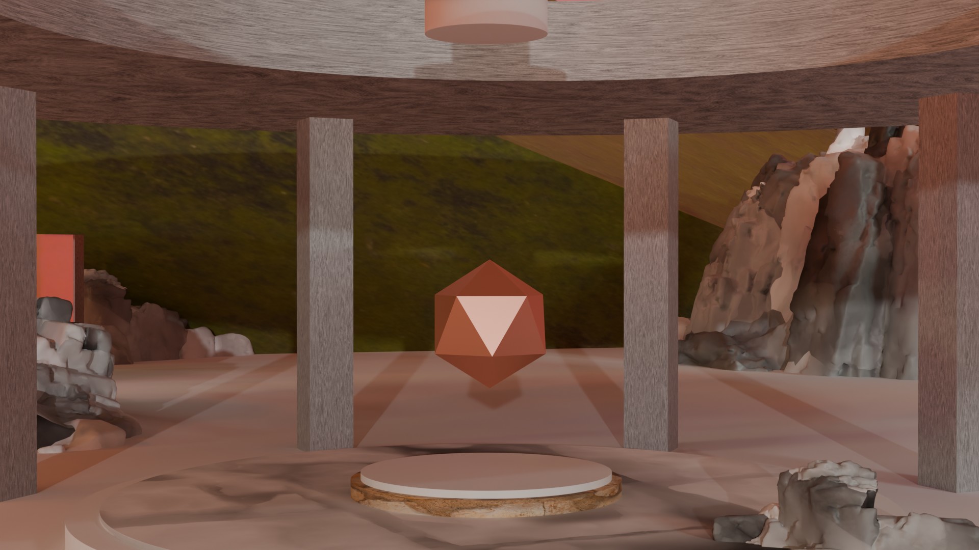 fictief landschap gebouwd in blender
